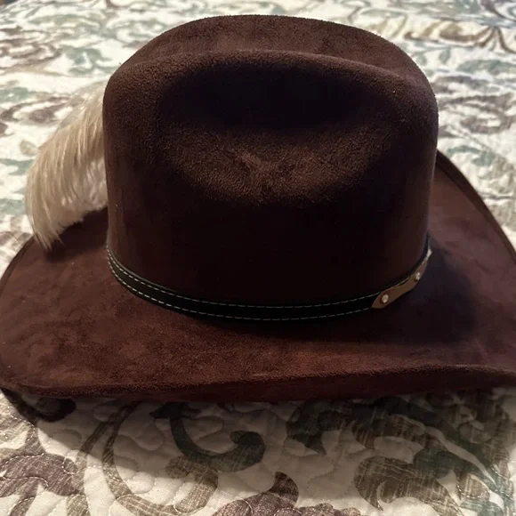 Brown Western Hat with Feather Accent - Picture 5 of 8